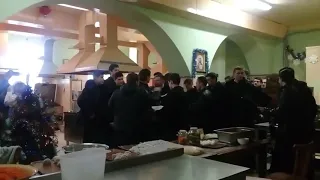 Колядка семінаристів в Почаївській лаврі на кухні 2018 р