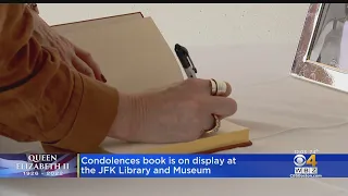 Condolences book on display for Queen Elizabeth II at JFK Library