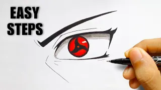 How to draw Itachi's Mangekyou Sharingan | Easy step by step tutorial.