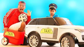 Jason pretend play professions in funny taxi for kids