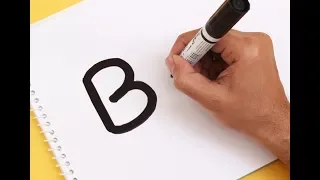 How to turn Letter "B" into a Cartoon BUTTERFLY ! Fun with Alphabets Drawing for kids