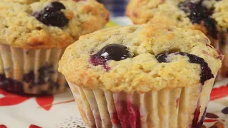 Buttermilk Berry Muffins Recipe Demonstration - Joyofbaking.com