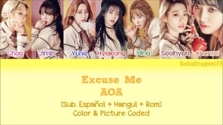 AOA - Excuse Me [Sub. Español + Hangul + Rom] Color & Picture Coded