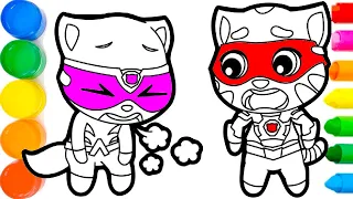 Drawing Talking Tom Heroes Super Hero Tom and Super Hero Angela Hero dash