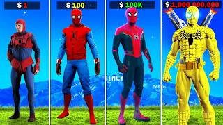 $1 SPIDERMAN SUIT to $1,000,000,000 SPIDERMAN SUIT in GTA 5!