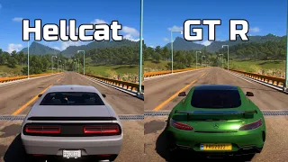 Forza Horizon 5: Dodge Challenger SRT Hellcat vs Mercedes-AMG GT R - Drag Race