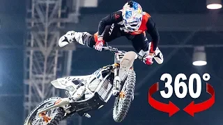 Stunt ride with electric motocross in 360°