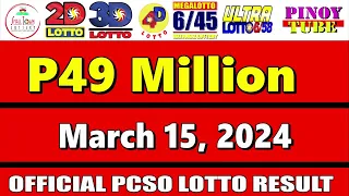 Lotto Result Today 9pm March 15 2024 6/58 6/45 4D Swertres Ez2 PCSO