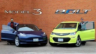 Tesla Model 3 vs Chevrolet Bolt // Electric Face-Off