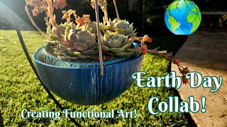 Earth Day Collab! 🌏Creating Gorgeous Functional Recycled Art 🍃Acrylic Pouring