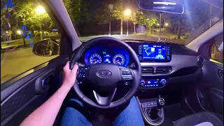 New HYUNDAI i10 (2020) - Night POV test drive  & FULL REVIEW (nice interior & navigation) 84 HP