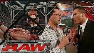 Triple H vs Eugene Steel Cage Match (Bloody & Randy Orton Backstage Promo) RAW Sep 06, 2004