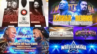 WWE Roman Reigns vs Brock Lesnar All Wrestlemania Main Event Match Cards HD