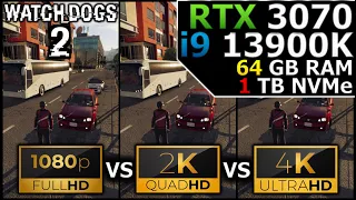 Watch dogs 2 | 1080p vs 1440p vs 2160p | RTX 3070 | i9 13900K | 64GB RAM | 1TB NVMe