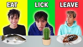 EAT, LICK, OR LEAVE Challenge! | Lucas and Marcus