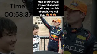 Max beating yuki by over 3 second and being humble about it #shorts #f1