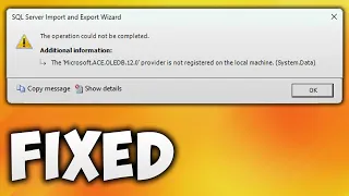Fix The 'Microsoft.ACE.OLEDB 12 0' Provider is Not Registered on the Local Machine (system.data)