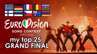 my top 25 • grand final of eurovision 2022