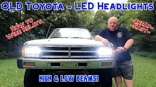 Toyota Pickup LED Headlight Conversion - With wiring & Relays