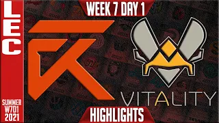 XL vs VIT Highlights | LEC Summer 2021 W7D2 | Excel vs Team Vitality