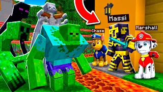 PAW PATROL ME AYUDA A DEFENDER MI CASA DE APOCALIPSIS DE MUTANTES EN MINECRAFT 😱