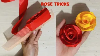 DIY - how to make Ribbon Roses easy with hair comb - Amazing ribbon flower trick