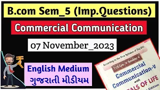 C.C. Imp B.com Semester_5 | Sem_5 Commercial Communication November 2023 GU Exam Imp Questions C.C.