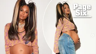 Pregnant Ciara channels Rihanna’s sexy maternity style with bump-baring crop top, low-rise jeans