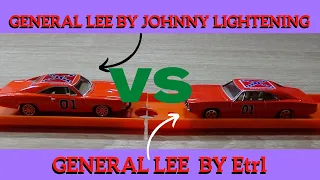 Dukes of Hazzard General Lee Ertl vs Johnny Lightning Diecast racing.
