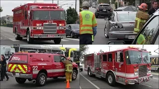 LAFD Fire Trucks responding to Train Collision (Squad 21)