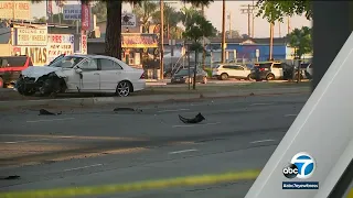 3 killed, others hospitalized in 2-car crash after driver runs red light in South LA