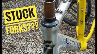 how to remove stuck suspension forks