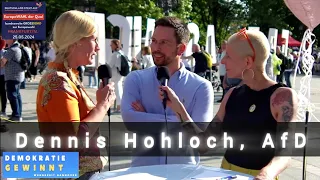 AfD Bundesvorstand Dennis Hohloch - im Interview bei "Demokratie gewinnt" - auf der Demo zur EU-Wahl