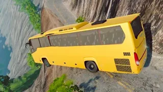 A passenger bus on a deadly narrow road-BeamNG Drive