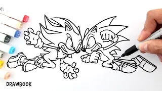 Epic Battle SONIC vs  SHADOW Drawing and Painting! (Step by Step)