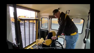 School Bus emergency evacuation drills: special needs, wheelchair lifts and CSRS devices.