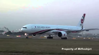 Biman Bangladesh Airlines 777-3E9ER {S2-AFO} Flight Arrivals Plane Spotting at London Heathrow