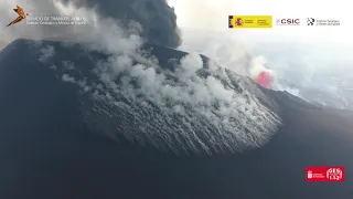 Alineación de fumarolas en cono principal ¿línea de debilidad? (30/9/21) Erupción La Palma IGME-CSIC