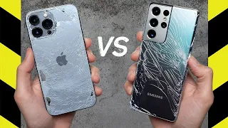 iPhone 13 Pro Max vs  Galaxy S21 Ultra тест на падение [Drop Test]