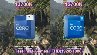 Core i7 13700K vs Core i7 12700K + RTX 4080 16GB - Test in 11 Games | FHD(1920x1080)