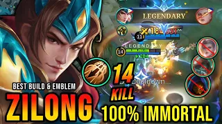 100% MVP !! Zilong Beast Mode with Insane 14 Kills + New Build & Emblem - Mobile Legends