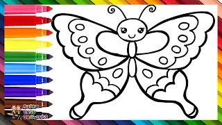 How To Draw A Butterfly 🦋 Drawing And Coloring A Cute Butterfly 🌈 Drawings For Kids