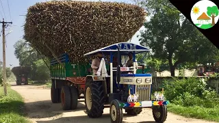 Heavy load sugarcane first time swaraj 744 fe / Swaraj 744 Tractor sugar cane load / Come to village