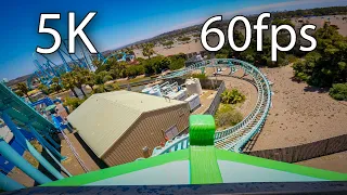 Journey To Atlantis front seat on-ride 5K POV @60fps SeaWorld San Diego