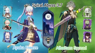 C0 Ayaka Freeze & C0 Alhaitam Spread - Spiral Abyss 3.7 - Floor 12 9 stars | Genshin Impact