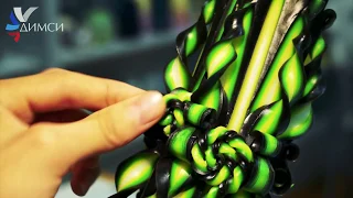 DIY! Handmade! Neon green carved candle from candle workshop DIMSI.