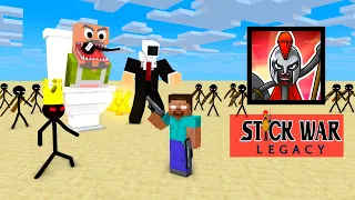 Skibidi Toilet + Stick War Legacy + Mr meat Herobrine Fight Mr Meat & Stickman!  - Minecraft