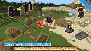 Minecraft PE 1.17 Seed Speedrun - Village & Portal spawned with Fortress & Bastions / Lucky diamond