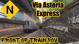 Full Length Front of Train Ride On an R46 (N) to Coney Island Stillwell Avenue via Astoria Express