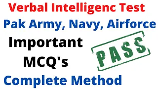 Verbal Intelligence Test of Pakistan Army, Navy and Air Force